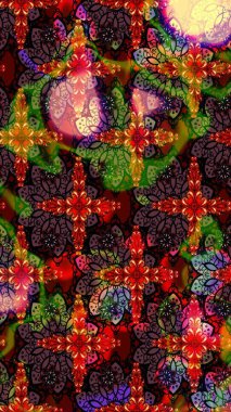 Kahverengi ve siyah renkli çiçekler. Raster illüstrasyonunda çiçek deseni çizimi.