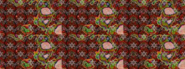 Süslü kumaş deseni. Raster illüstrasyonundaki çiçek desenli çizim. Renkli Bahar Teması eskiz kalıbı. Düz Çiçek Elementleri Tasarımı.