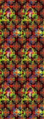 Vadinin çiçekleri siyah ve kahverengi renklerde. Çiçeksel çizim kalıbının çizimi.