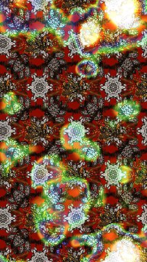 Kahverengi ve kırmızı renkte çiçekler. Kumaş desenli papatya çiçekleri ayrıntıları.