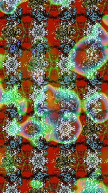 Raster illüstrasyonundaki çiçek desenli çizim. Çiçekler suluboya tarzında kahverengi ve yeşil renklerde.