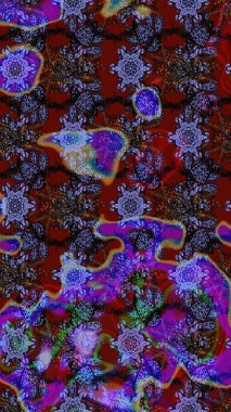 Süslü kumaş deseni. Düz Çiçek Elementleri Tasarımı. Renkli Bahar Teması eskiz kalıbı. Raster illüstrasyonunda çiçek deseni çizimi.