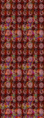 Düz Çiçek Elementleri Tasarım Raster illüstrasyonu. Kahverengi ve kırmızı renkte çiçekler. Renkli bahar temalı eskiz kalıbı. Çiçekli çiçek deseni, suluboya..