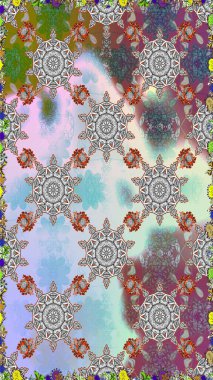 Çiçeksiz desenli arka plan, yaz çiçekleri. Düz Çiçek Elementleri Tasarımı. Gri ve nötr renkte çiçekler. Renkli Bahar Teması Kusursuz Arkaplan.