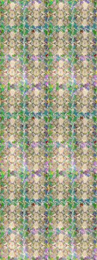 Kına dövmeli süs çiçekleri, altın çıkartmalar, mehndi ve yoga tasarımı, kartlar ve parmak izleri. Bej ve nötr renklerde desen. Raster altın mehndi kusursuz desen.