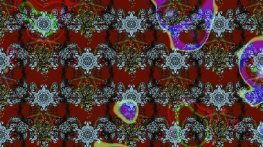 Arkaplan dokusu, duvar kağıdı, kırmızı ve kahverengi renkli çiçek teması. Kabile sanatı boho baskısı, klasik çiçek arkaplanı. Soyut etnik raster çizim kalıbı.