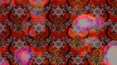 Küçük kahverengi ve kırmızı çiçeklerle oldukça eski bir besin torbası deseni. Tekstil, kumaş, kapaklar, duvar kağıtları, baskı, paket, koleksiyon defteri, örgü, dekupaj için çiçek arkaplanı..