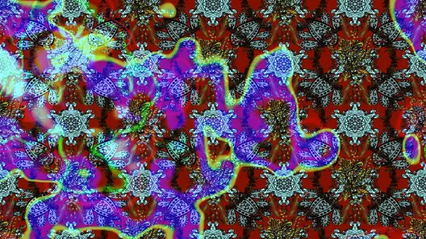 Çiçeksel elementlerle süslenmiş zarif raster dokusu. Küçük çiçekte hoş bir çiçek deseni var. Parlak çiçekli mavi ve kahverengi renkler üzerine soyut çizim deseni.