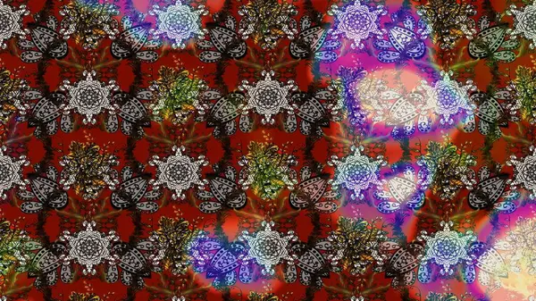 Raster çiçek desenleri çiziyor. Vadinin çiçekleri kahverengi ve gri renklerde.