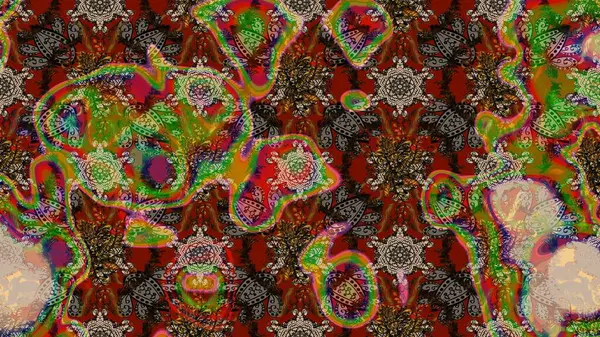 Çiçekler suluboya tarzında kahverengi ve kırmızı renklerde. Raster illüstrasyonunda çiçek deseni çizimi.