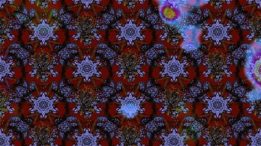 Şirin çiçek elementleri. Robot resim. Raster illüstrasyonu. Kahverengi ve siyah renkte çiçekler.