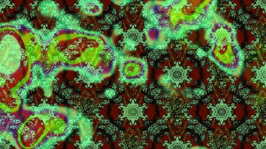 Çiçek desenli eskiz. Gömlek baskısı için çiçek boyası. Yeşil ve kahverengi renkte çiçekler.