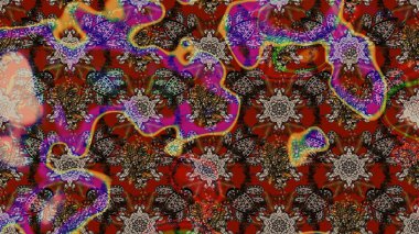 Düz Çiçek Elementleri Tasarımı. Güzel çiçek deseni. Kahverengi ve kırmızı renkte çiçekler. Renkli Bahar Teması çizim şablonu.