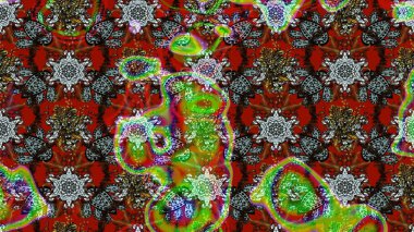 Kahverengi ve kırmızı renklerde bahar çiçekleri. Raster çiçekleri klasik tarzda çizilmiş. Raster illüstrasyonu. Çiçekli yumuşak çizim deseni.