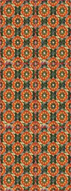 Çiçek desenli altın metal. Kahverengi ve turuncu renkler ve altın elementler. Raster altın çiçek süsü brokar kumaş ve cam desenli. Kusursuz altın desen.