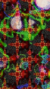 Modern gelişim, siyah ve yeşil raster arka plan duvar kâğıdı illüstrasyonu, klasik çizgi çizgisi, desenli desenli çiçekler, çiçekli süsler. Çiçekli el çizimi çizimi deseni.