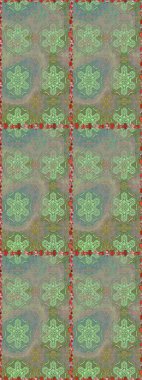 Millefleur 'lar. Oldukça eski bir besin torbası deseni küçük nötr yeşil, çiçekler. Tekstil, kumaş, kapaklar, duvar kağıtları, baskı, naylon, yapıştırma, örgü, dekupaj için çiçeksiz arkaplan