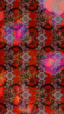 Sevimli çiçek raster deseni. Kahverengi ve kırmızı renkte çiçekler. Düz Çiçek Elementleri Tasarımı. Renkli Yaz Teması çizim şablonu.