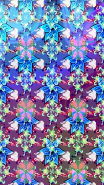 Raster illüstrasyonu. Mavi renkli çiçekler. Çizim çiçek deseni duvar kağıdı için kullanılabilir.