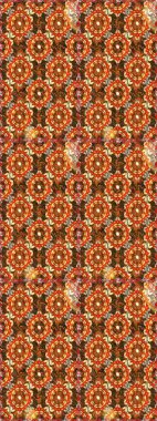 Kahverengi ve turuncu renklerde desen. Kına dövmeli süs çiçekleri, altın çıkartmalar, mehndi ve yoga tasarımı, kartlar ve parmak izleri. Raster altın mehndi kusursuz desen.