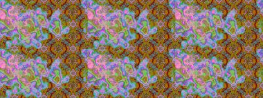 Tropik çiçek desenleri. Raster illüstrasyonu. Yeşil ve kahverengi renkte çiçekler.