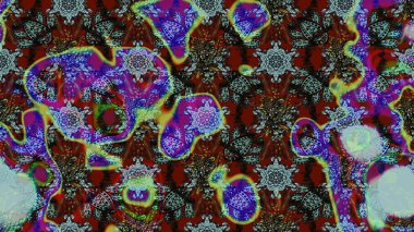 Raster Çiçek İllüstrasyonu güzel tekstil. Mavili ve kahverengili etnik çiçeklerle zarif bir eskiz deseni..