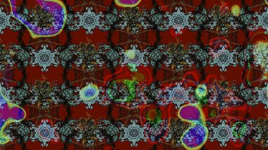 Kibar, bahar çiçekleri kırmızı ve kahverengi renklerde. Yaprak ve çiçeklerin suluboya resimleri, kırmızı ve kahverengi renkler üzerine çizimler. Raster illüstrasyonu.