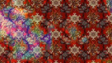 Kızılderili desenli desenli desenli şal deseni. Tekstil, tebrik kartı, boyama kitabı, telefon kılıfı baskısı için kullanılabilir. Etnik Mandala süsü. Raster Henna dövme stili.