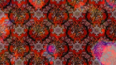 Çiçekler, dallar, bitkiler ve çiçekler. Güzel kumaş deseni. Raster illüstrasyonu. El çizimi.