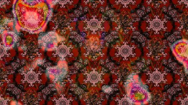 Kahverengi ve kırmızı renkte çiçekler. Renkli Bahar Teması eskiz kalıbı. Sevimli çiçek raster deseni. Düz Çiçek Elementleri Tasarımı.