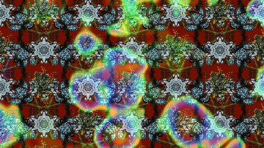 Parlak çiçekli kolaj çiçekleri mavi ve yeşil. Çiçek tasarımı için inanılmaz bir kolaj cenneti tarzı. Çiçekli zambaklar eskiz arka planı.