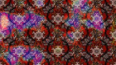 Kahverengi ve kırmızı çiçekli bahar çiçekleri. Küçük çiçekte güzel bir desen. Moda baskıları için zarif bir şablon. Küçük renkli çiçekler. Motley illüstrasyonu.