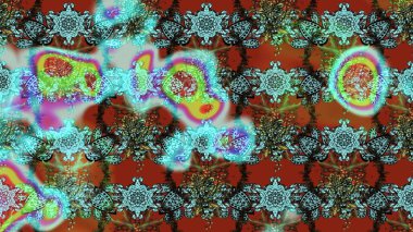 Raster çiçek desenleri çiziyor. Vadinin çiçekleri mavi ve kahverengi renklerde.