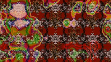 Çiçekli karalama şeklinde Raster çiçek deseni. Yumuşak, yaz çiçekli arka plan. Kahverengi ve kırmızı renkte çiçekler.