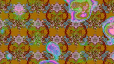 Hediye ambalaj kağıdı, tebrik kartları, posterler ve pankart tasarımı. Raster düz çiçek çizim deseni. Kahverengi ve yeşil renkte çiçekler.