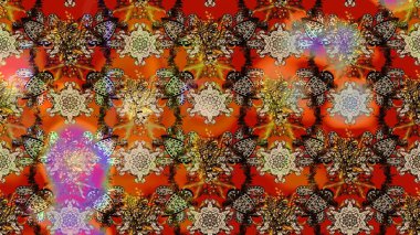 Raster illüstrasyonundaki çiçek desenli çizim. Kahverengi ve bej renkli çiçekler.