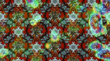 Çiçek. Taslak dekoratif arka plan, çiçek mandala. Raster illüstrasyonu. Kahverengi ve yeşil renklerde.