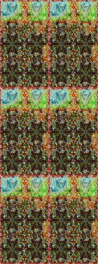 Kusursuz soyut bir arkaplan. Oriental raster klasik kahverengi, yeşil ve altın desenli. Raster illüstrasyonu.