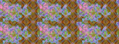 Tropik çiçek desenleri. Raster illüstrasyonu. Yeşil ve kahverengi renkte çiçekler.