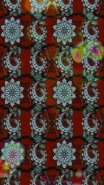 Şatafatlı bahar bahçesi dokusu. Raster illüstrasyonu. Çiçek deseni. Kırmızı ve kahverengi renkte çiçekler. Kırmızı ve kahverengi renkte çiçek çizimi.