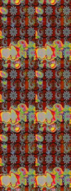 Renkli Bahar Teması eskiz kalıbı. Düz Çiçek Elementleri Tasarımı. Çiçek deseni. Chichi 'nin kumaş kalıbını çiz. Raster illüstrasyonu.