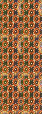 Barok tarzında duvar kağıdı tasarımı için kusursuz damaske deseni arkaplanı. Süslü raster dekorasyonu. Kahverengi ve turuncu renklerde altın desenli altın elementler.