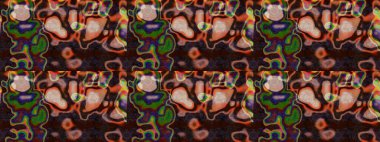 Sevimli çiçek raster deseni. Kahverengi ve yeşil renkli çiçekler. Renkli Bahar Teması eskiz kalıbı. Düz Çiçek Elementleri Tasarımı.