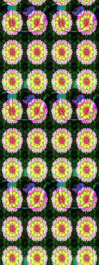 Hediye ambalaj kağıdı, tebrik kartları, posterler ve pankart tasarımı. Yeşil renkli çiçekler. Raster düz çiçek çizim deseni.