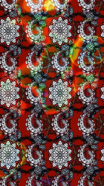 Küçük çiçekteki sevimli çiçek deseni. Raster illüstrasyonu. Kırmızı ve kahverengi renkte çiçekler.