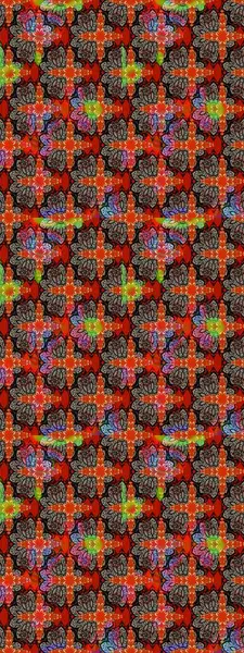 Kırmızı ve kahverengi renkte çiçekler. Raster illüstrasyonunda çiçek deseni çizimi.