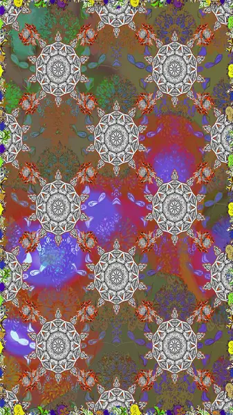 Raster illüstrasyonu. Kahverengi ve gri renkli çiçekler. Küçük çiçekte sevimli çiçek deseni var..