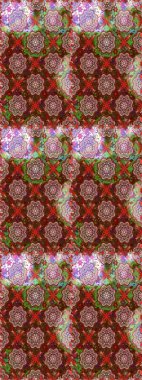 Çiçek duvar kağıdı. Raster illüstrasyonu. Hint süsü. Renkli süs kenarı. Kahverengi ve nötr renklerde. Kusursuz desen.