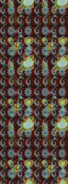 Kırmızı ve kahverengi renkte çiçekler. Renkli Bahar Teması eskiz kalıbı. Düz Çiçek Elementleri Tasarımı. Raster illüstrasyonunda çiçek deseni çizimi.