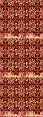 Kırmızı ve kahverengi renklerde altın element. Altın desenli çiçek dekoru. Çizgi sanatı tasarım şablonu için kusursuz sınır. Doğu tarzı element. Davetiyeler, kartlar, web sayfası için Raster illüstrasyonu.